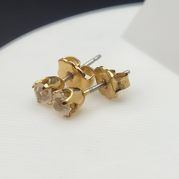 Avon Gold-Tone Stud Earrings with Champagne Stones - Women Jewelry - Picture 5 of 10